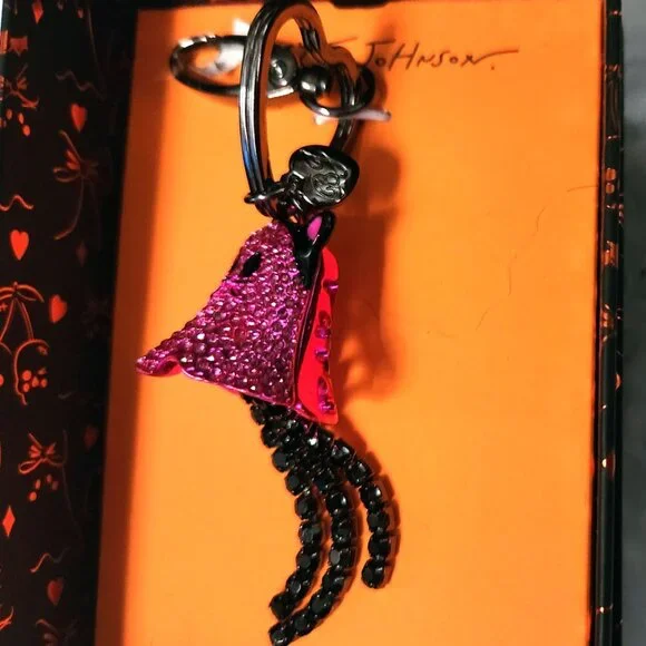 Betsey Johnson Pink Ghost Keychain/Bag Charm - NIB - Picture 2 of 4